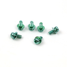 Green zinc plated sems screws with flat washer